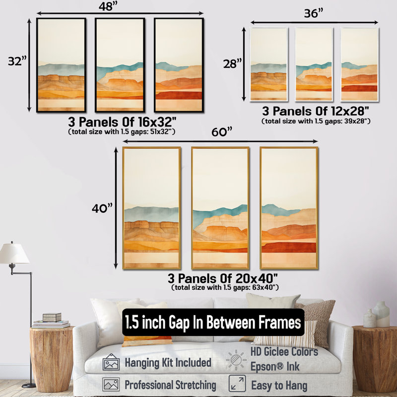 «Bold Canyon View», ensemble d'art mural Canyon, Cadre flottant blanc, H 32 po x l 48 po x P 1 po