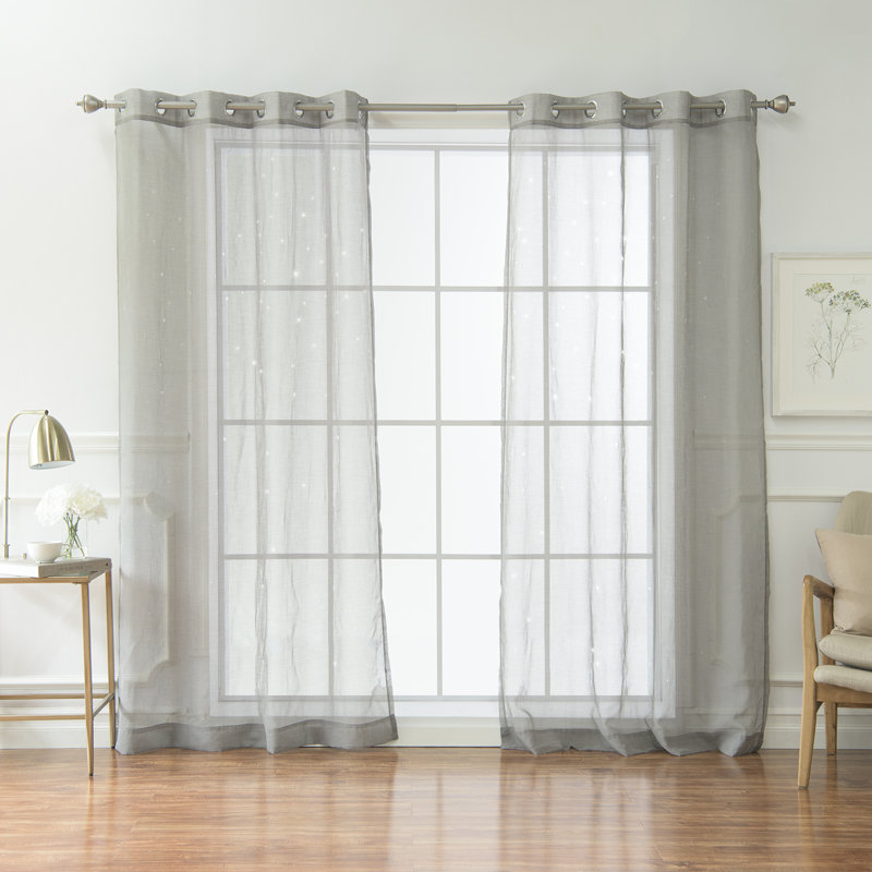 Paire de rideaux transparents avec œillets Hammett, gris
