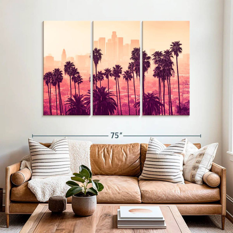 Palmiers à l'horizon de Sireci à Los Angeles, H 42 po x l 65 po
