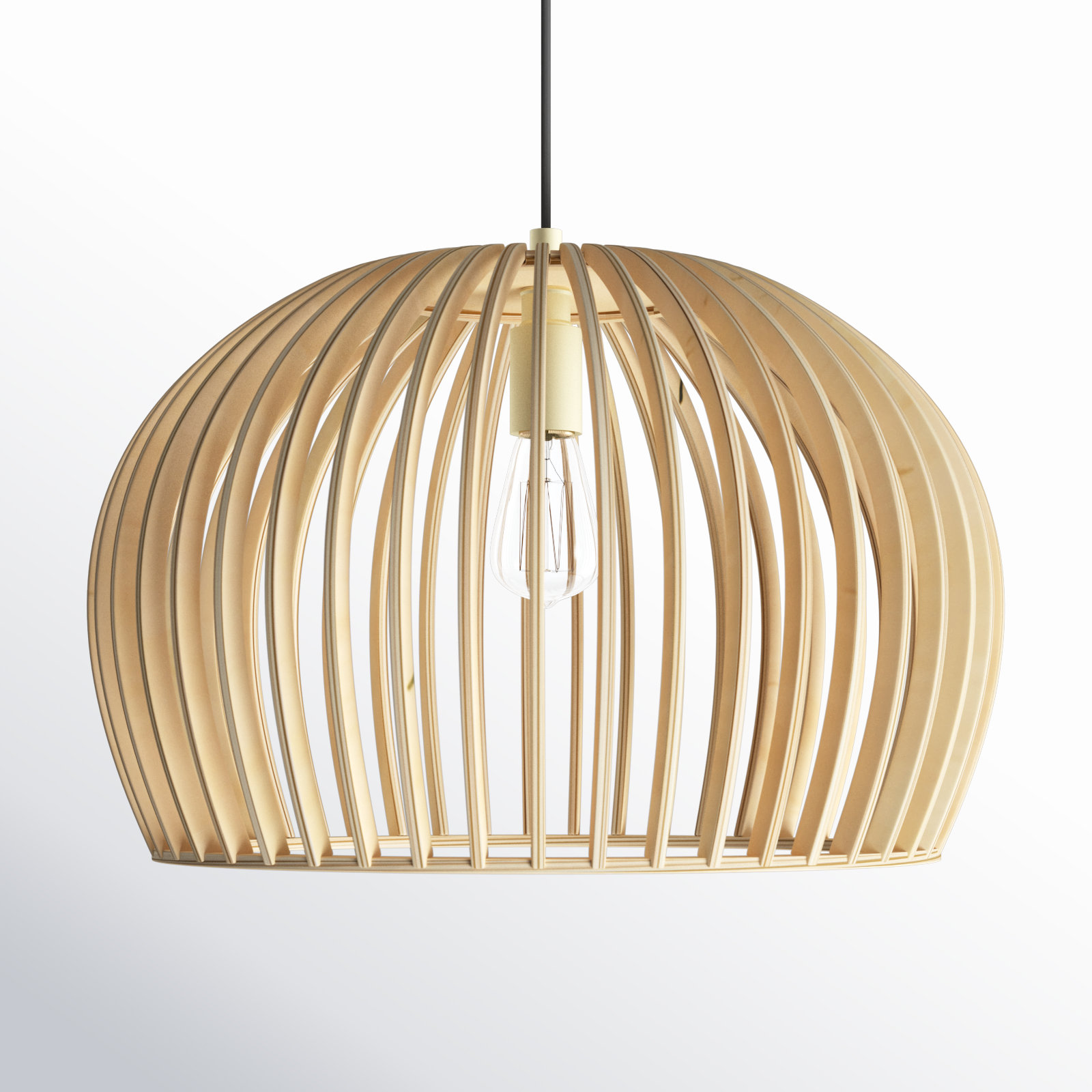 Paz Single Light Wood Dimmable Pendant, Natural