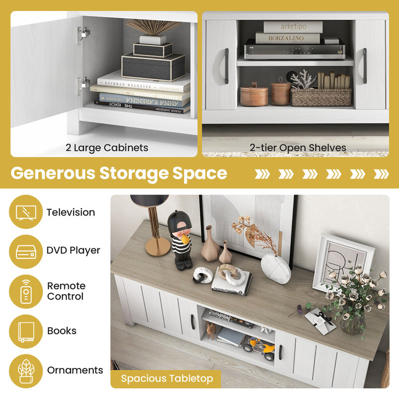 Einari 65'' W Storage Credenza, White Oak/White