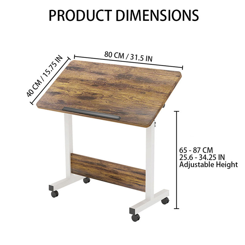Foldable Mobile Stand Up Desk With Wheels, Tiger Stripes