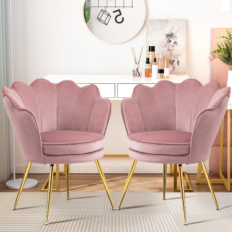 Accent Chairs Set Of 2, Pink Velvet