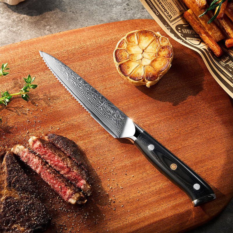 Ensemble de 4 couteaux à steak Damas avec poignée G10 - Collection Shogun - Acier japonais VG10