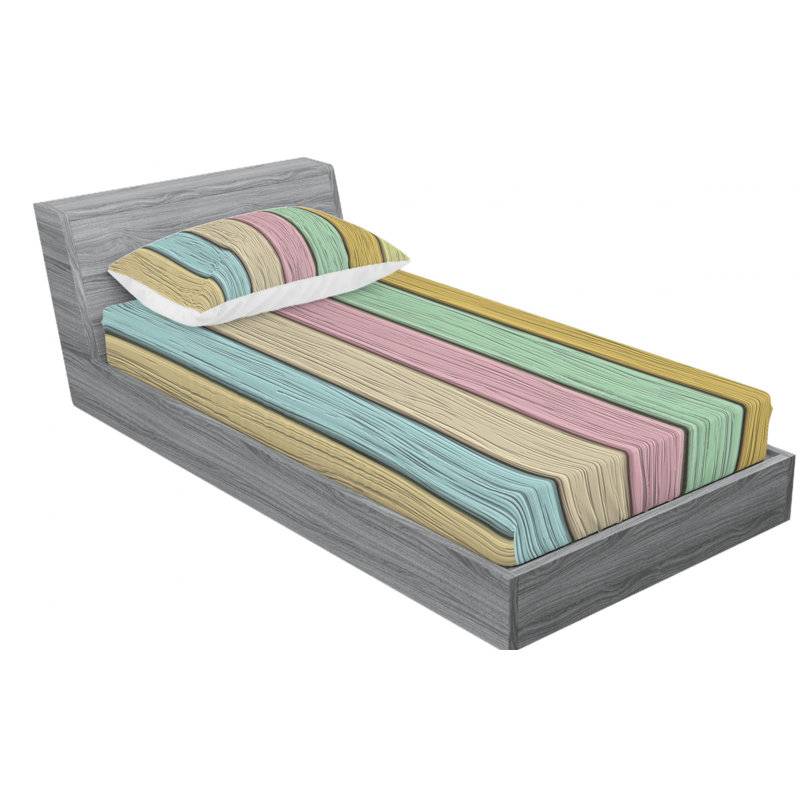 Microfiber Sheet Set, Twin Sheet Set with Fitted Sheet, Green/Purple/Blue Striped