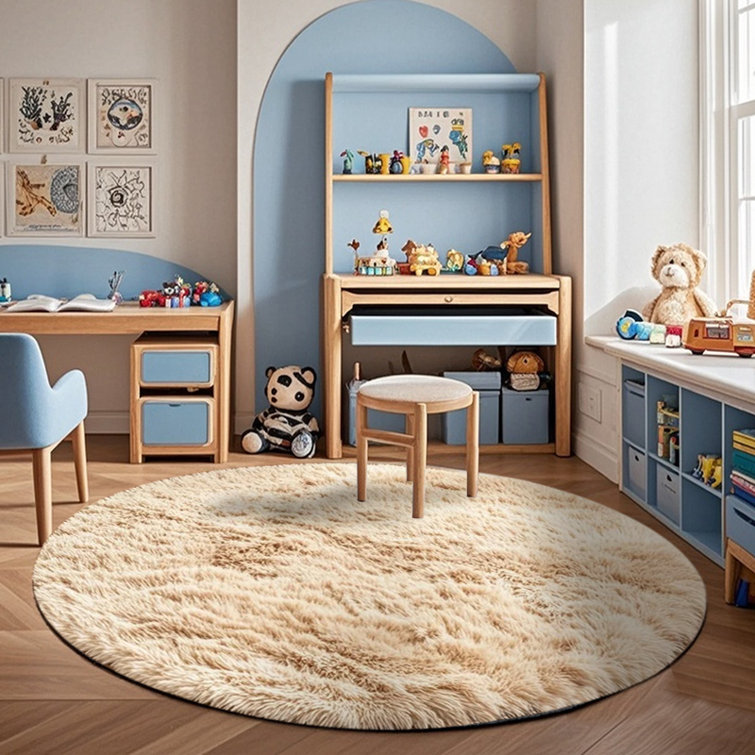 Plush Round Area Rug, Soft Fuzzy Shag Rug for Bedroom Living Room Balcony, Fluffy Carpet for Home Decor, Non-Slip Cozy Decorative Rug.