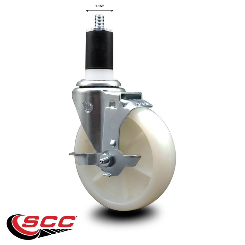 Roulettes pivotantes extensibles en nylon 1-1 / 2 pouces avec frein SCC