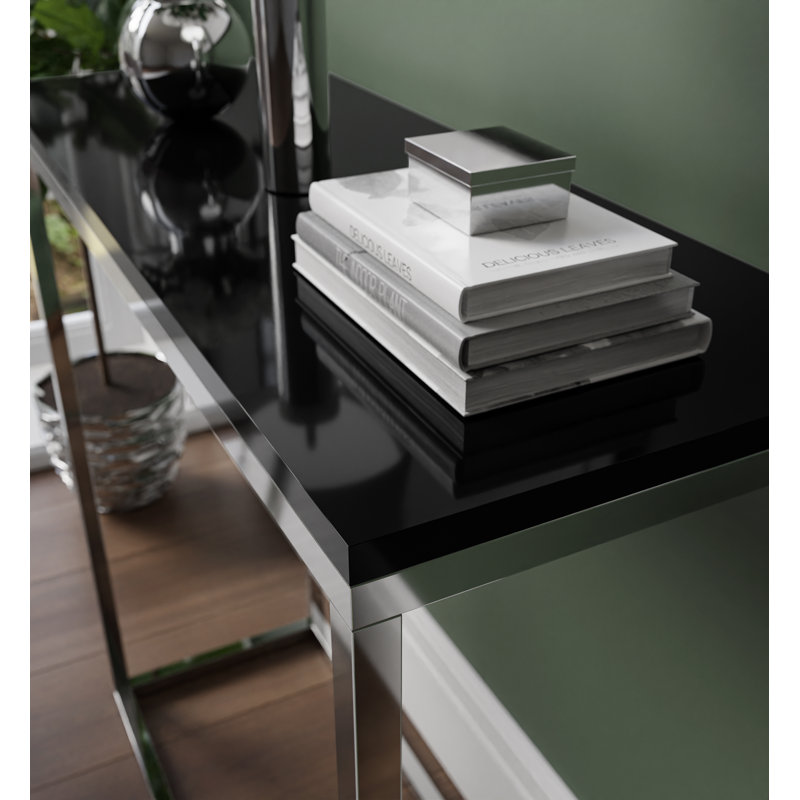 Burmaster Console Table, 80cm H x 100cm W x 30cm D, Black, Silver