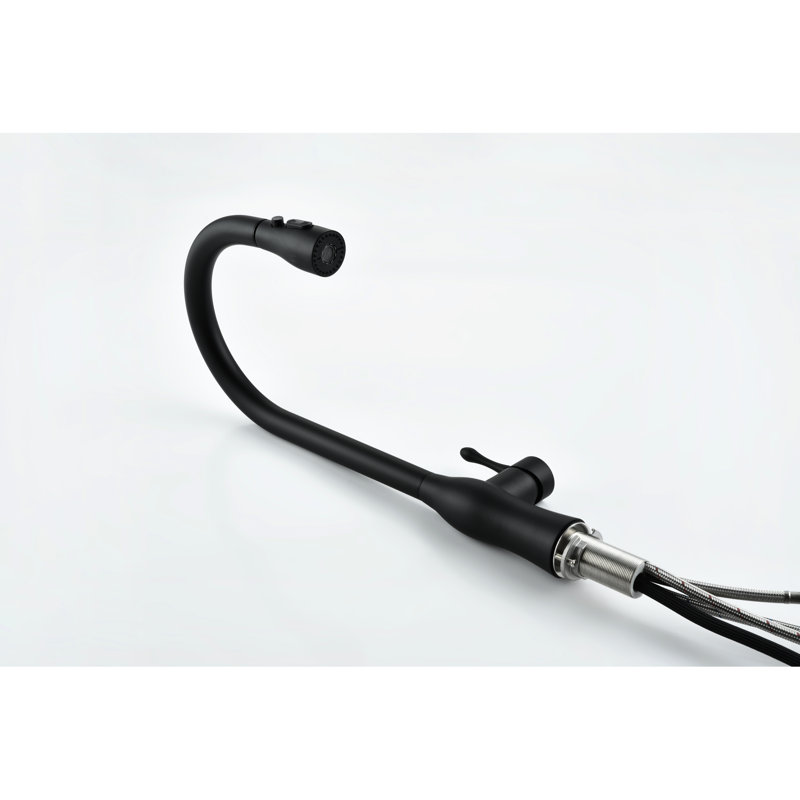 Robinet de cuisine noir mat avec fonction coulissante High Arch