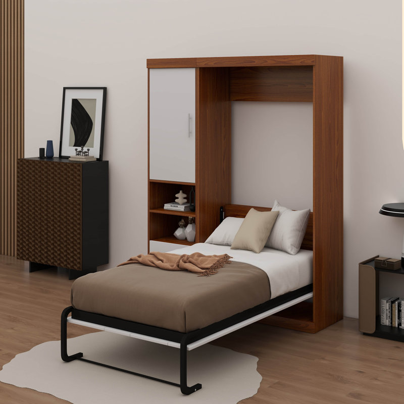 Lit escamotable simple avec armoire, Lit simple
