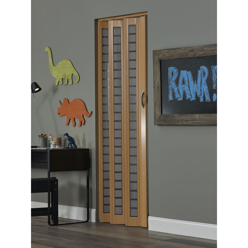 Metro Accordion Door, Beech/Frosted Square Glass