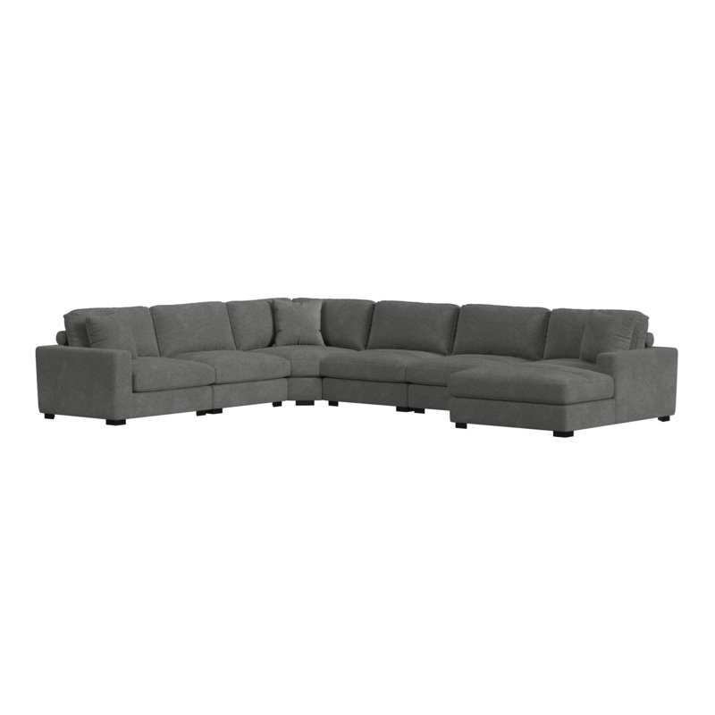 Ensemble modulaire modulaire 6 pièces, Face à la droite, Polyester gris anthracite Steno