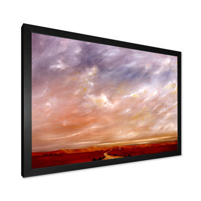 Red Path Under Cloudy Sky - reproduction de cadre flottant sur toile