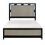 Contemporary Bed Integrated LED Backlighting Solid Wood Bedroom Furniture 1Pc Reeded Panels