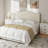 No-Assembly Upholstered Queen Headboard, Ergonomic Wedge Shape Linen Fabric Headboard with Adjustable Height for 6-15" Mattresses, Extra-Thick, Beige-1015513034-1015513041