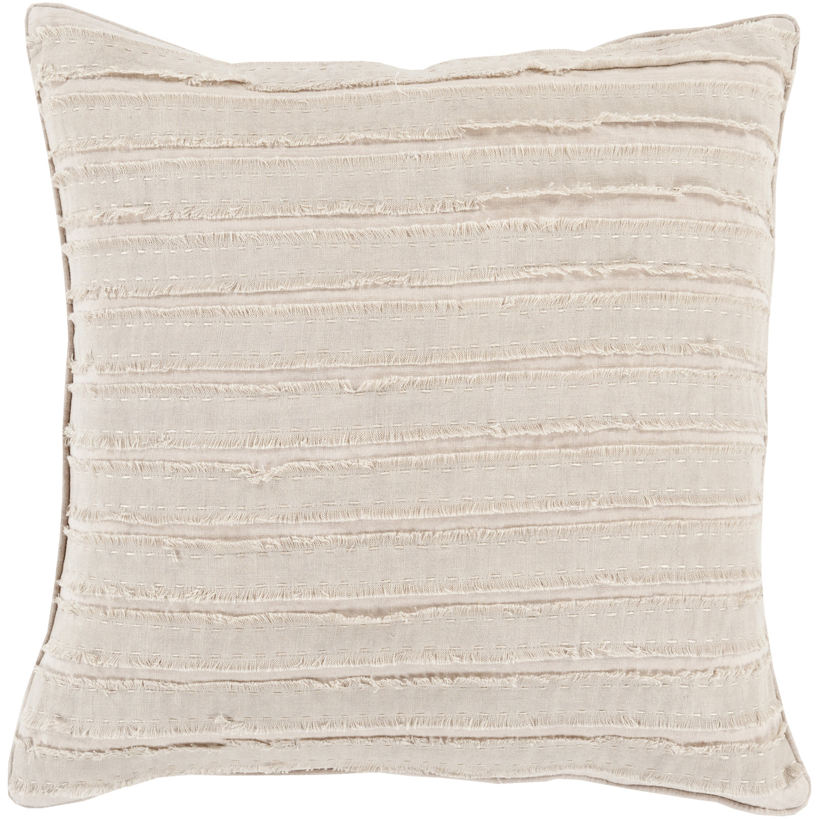 Lorena Striped Linen Throw Pillow, Taupe, 20" H x 20" W x 4" D, Down