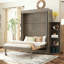 Grands lits escamotables gris en MDF peu encombrants, conception multifonctionnelle moderne pour la maison