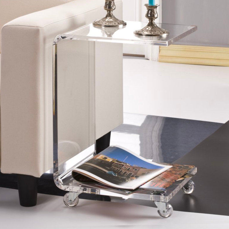 Petitt Glass Top Wheel End Table