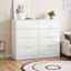 Commode 8 tiroirs blanche pour la chambre à coucher - Commode en bois moderne, rangement pour commode, salon, couloir