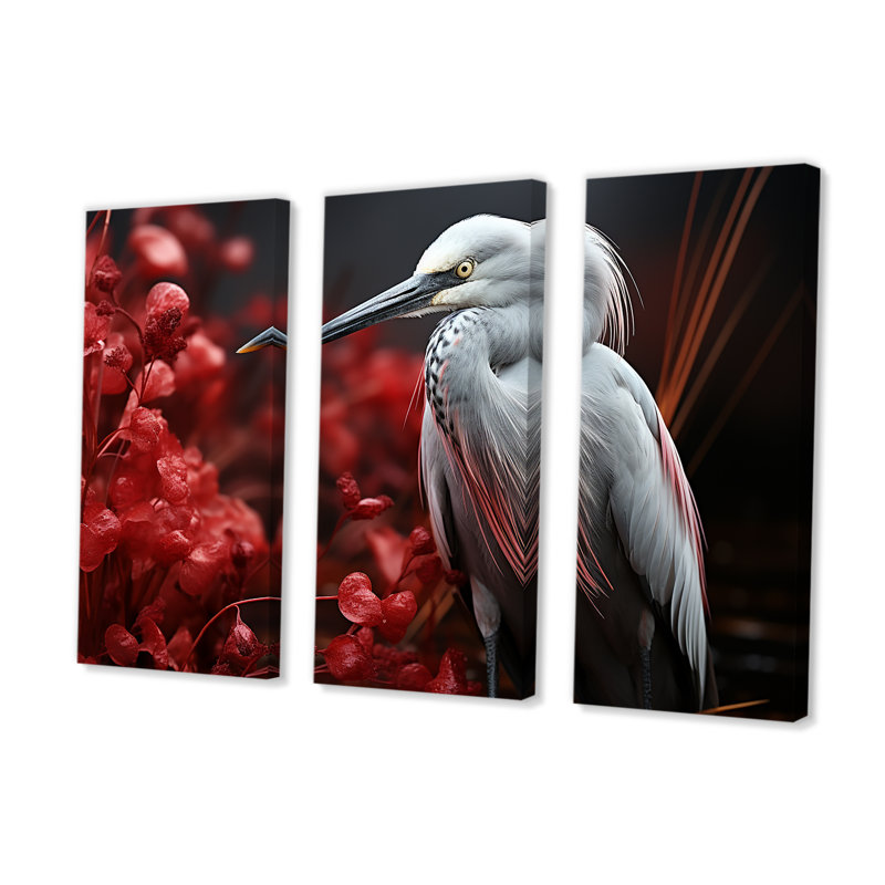 Ensemble de décorations murales flamant blanc Paradise II, H 28 po x l 36 po