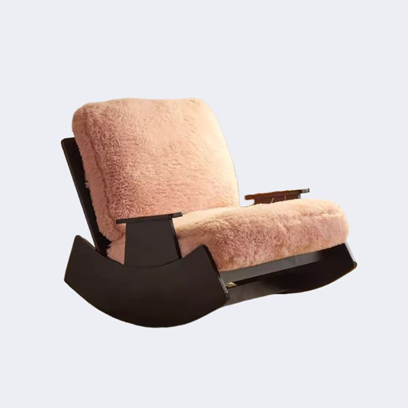 Chaise berçante européenne en bois massif, Rose