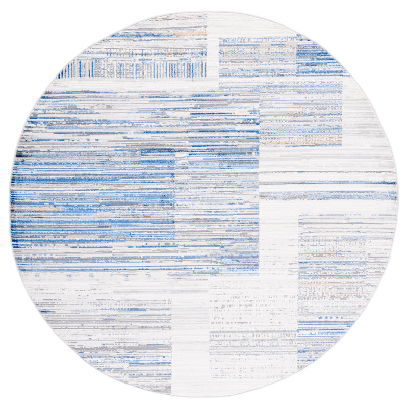 Hobgood 100 Performance Abstract Rug, Round 6'7"