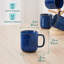 Ensemble de 4 tasses ombrées bleues, 12 oz avec rebord incurvé, conception moderne en grès à bords surélevés-124941551-124941552