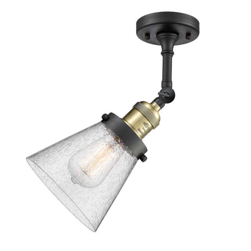 Cone 1 Light Sconce, 60 Watt Vintage Incandescent Bulb, Seedy, Black Antique Brass