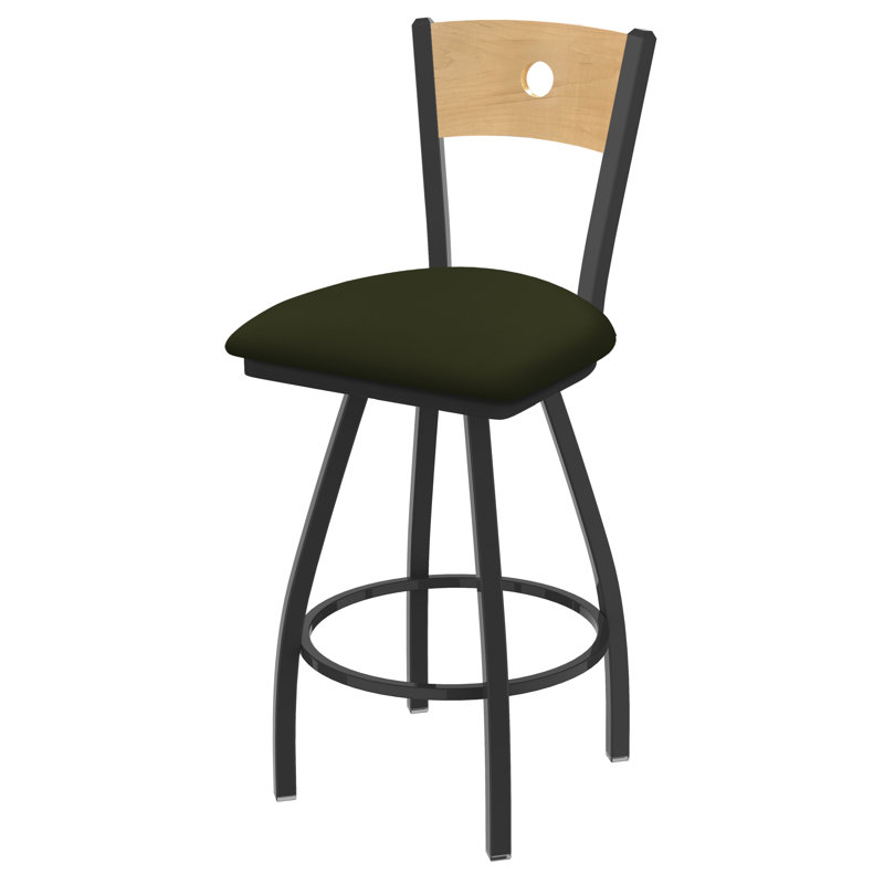 Tabouret pivotant Voltaire, Étain, 25, Siège Canter Pine / dossier en érable naturel