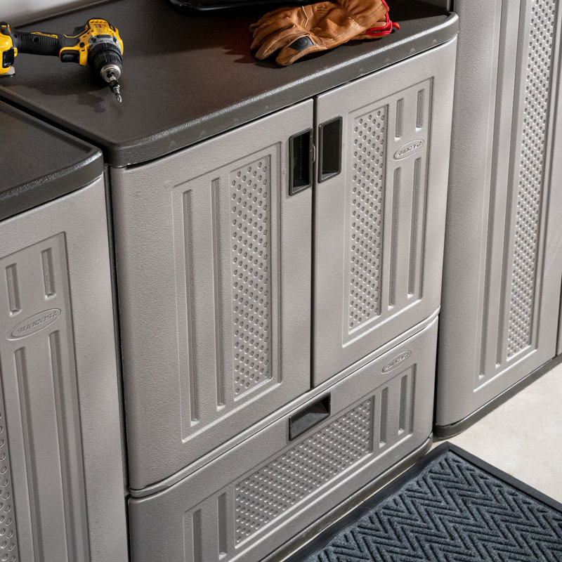 Suncast 30 in. W x 20 in. D Resin Storage Cabinet with Drawer, Made in the USA