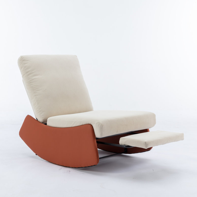 Eridani Fabric Upholstered Recliner Rocking Chair, Orange