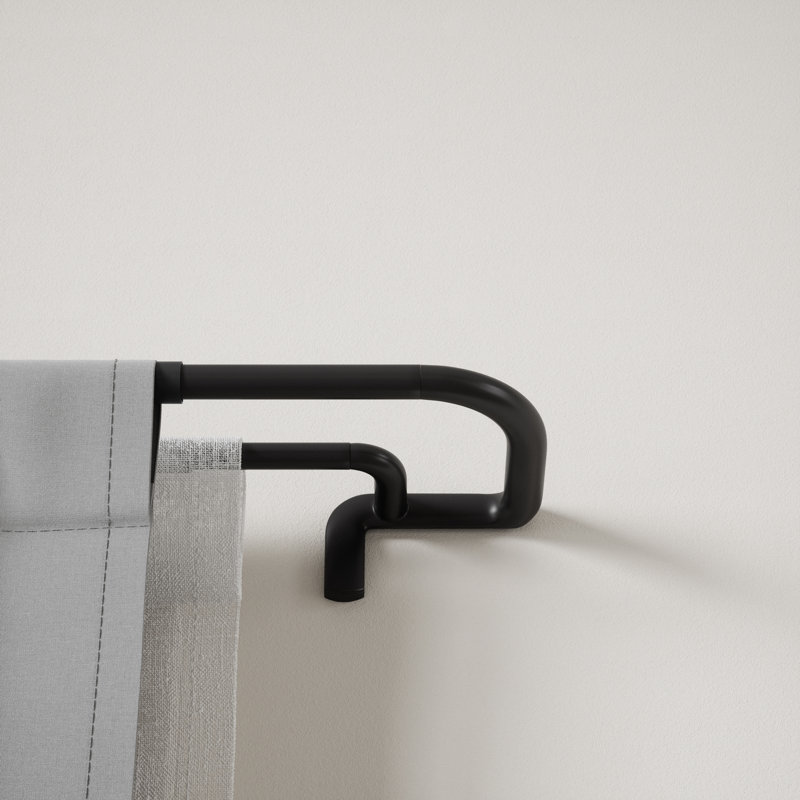 Tringle à rideaux double occultant ajustable 3/4 "Twilight, avec supports et quincaillerie, 30 à 84", noir mat