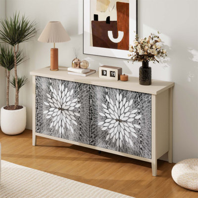 Modern 4-Door Sideboard Buffet Cabinet With Adjustable Shelves For Enhanced Storage And Safety In Living, Dining, And Kitchen Areas