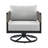Scotia 3 Piece Patio Outdoor Swivel Seating Set In Black Aluminum With Grey Rope And Cushions