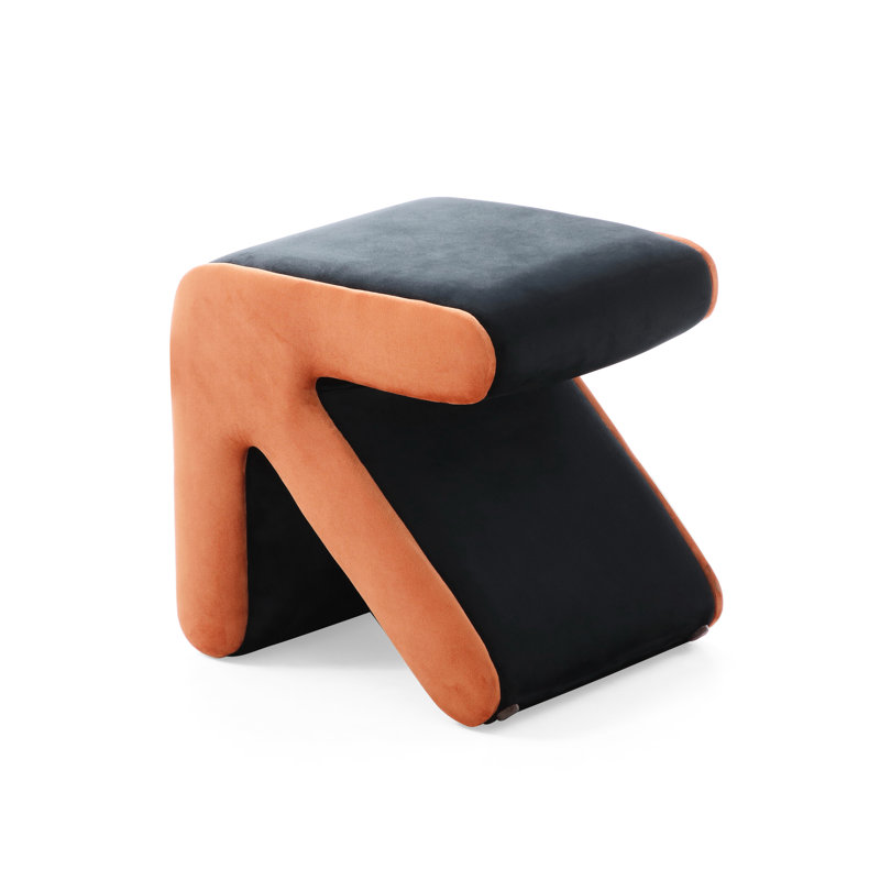 Modern Upholstered Velvet Eye-catching Stool - Stool, Shoe Bench, Footrest, Black Creative Adjustable, Black/Orange