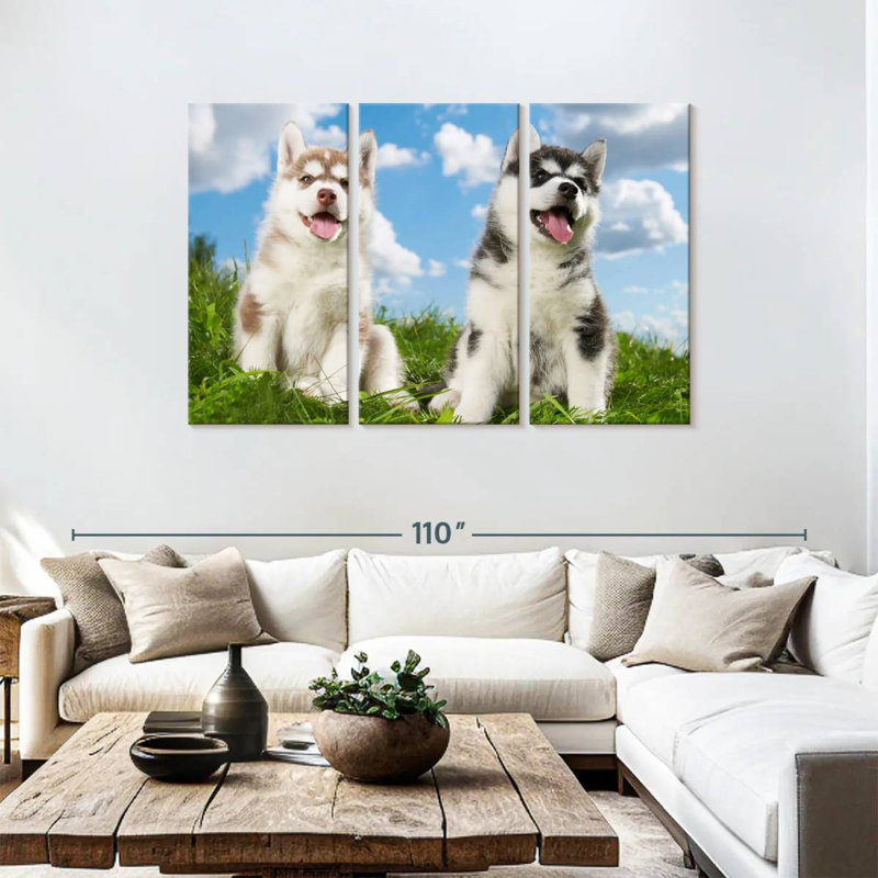 Husky Babies, 48" H x 74" W