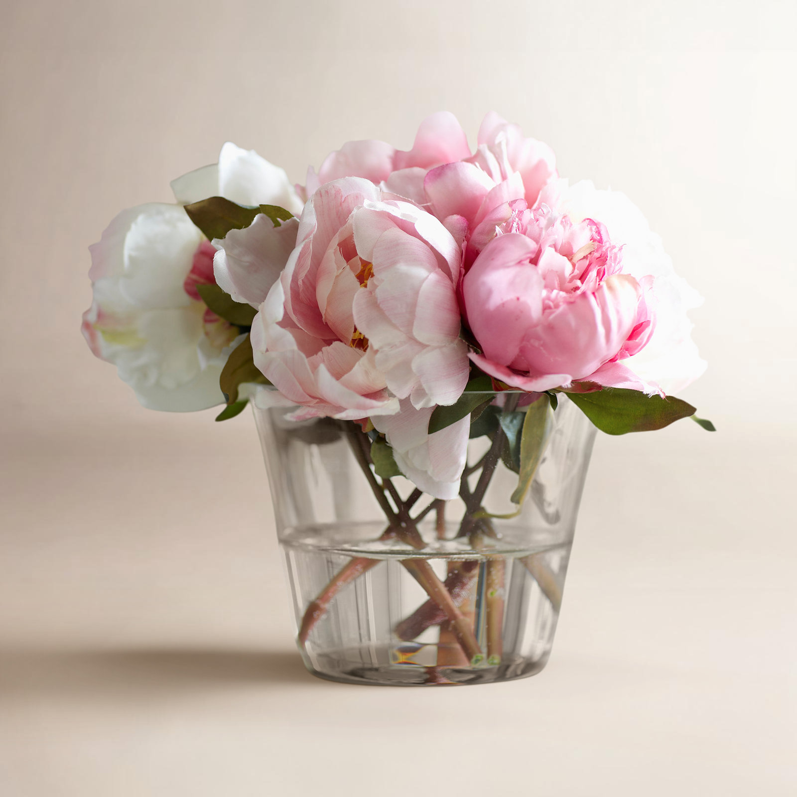 Faux Peony Floral Arrangement in Vase