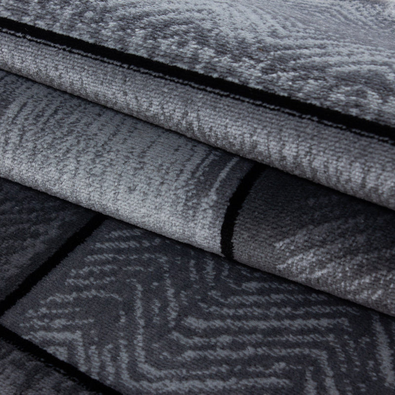 Tapis gris en polypropylène tissé à la machine Patchwork, Rectangle 3 pi 3 po x 6 pi 7 po