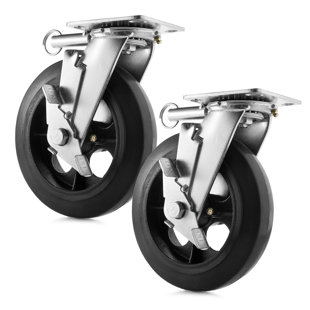 Heavy Duty 8" x 2" Locking Swivel Caster Wheels - 500 lbs. Capacity