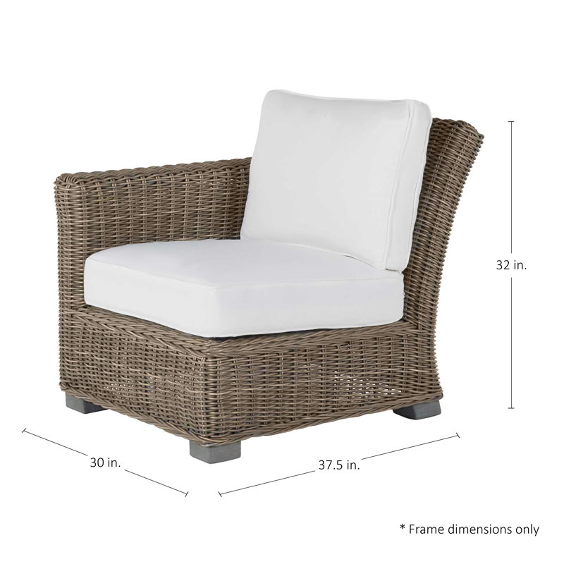 Canapé modulaire d'extérieur en résine tressée rustique N-Dura, Pas de soudure, Caramel tweed, Huître