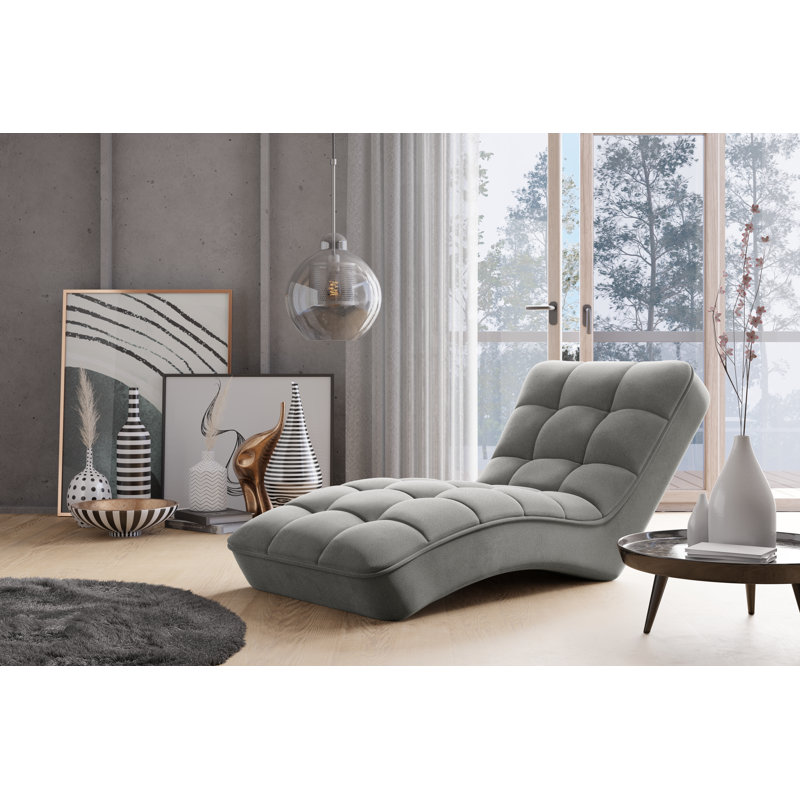 Frenette Upholstered Chaise Lounge, Grey