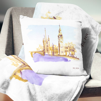 London Brown - Cityscape Printed Throw Pillow