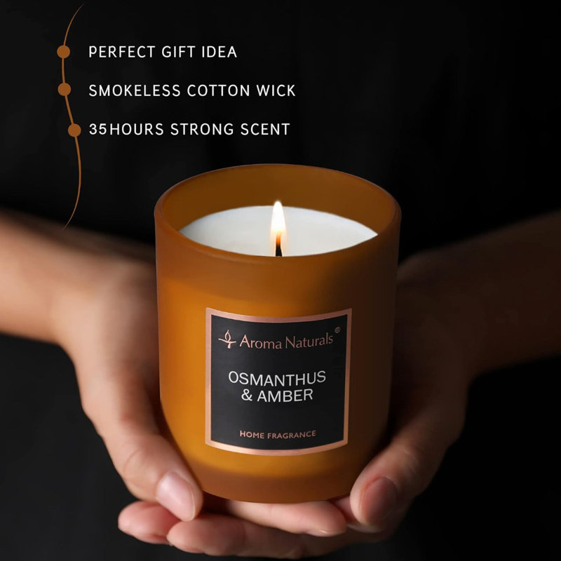 Osmanthus & Amber Scented Jar Candle with Glass Holder
