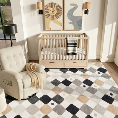 Colorful Diamond for Kids Washable Non-slip Rug