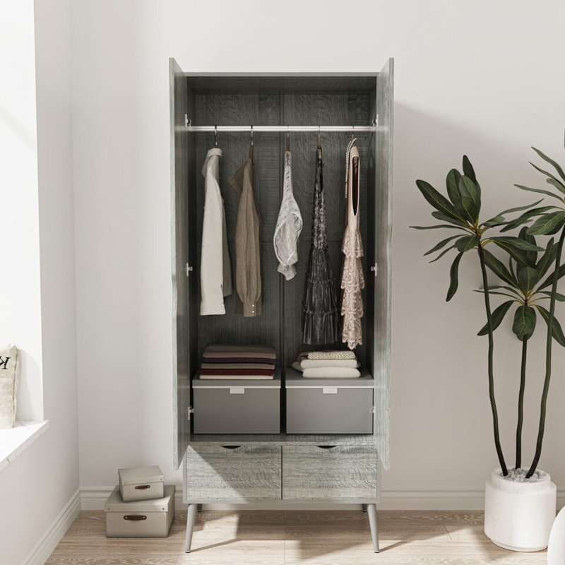 Hortencia Solid Wood Wardrobe, Grey Ash Grey