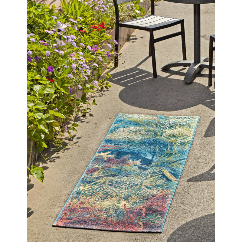 Tapis d'extérieur moderne Multi_Unique Loom, Tapis de couloir 2 pi x 4 pi 1 po