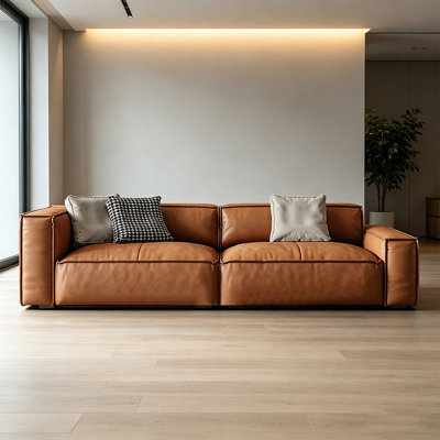 Brown Genuine Leather Modular Sofa