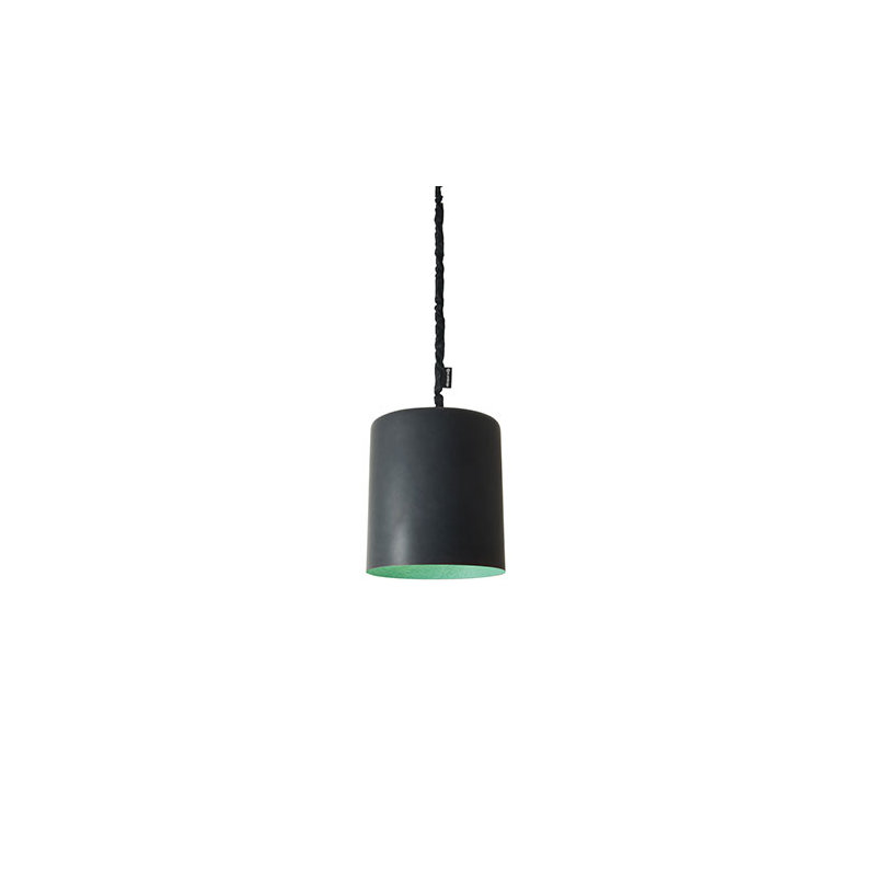 1 - Light Black Drum Pendant, Black/Turquoise
