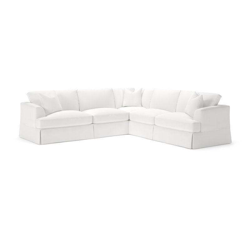 Lucia 4-Piece Slipcovered Sectional, Right Hand Facing, Bayou Off White Canvas