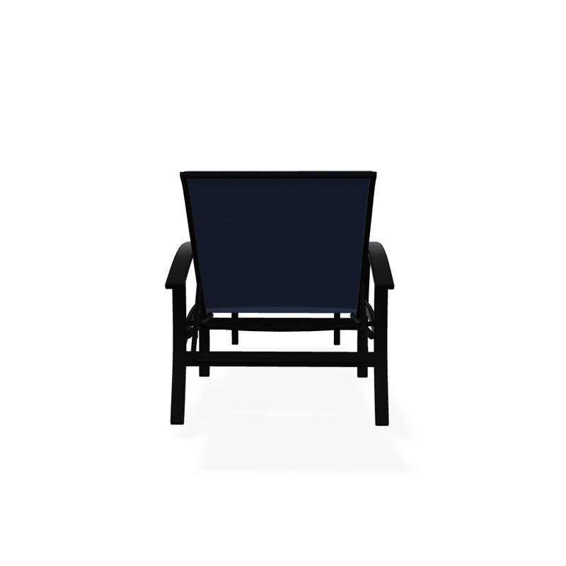 Askar Outdoor Rust-Resistant Metal Chaise Lounge, Black P70, Navy 13D Sunbrella®, Textured Black